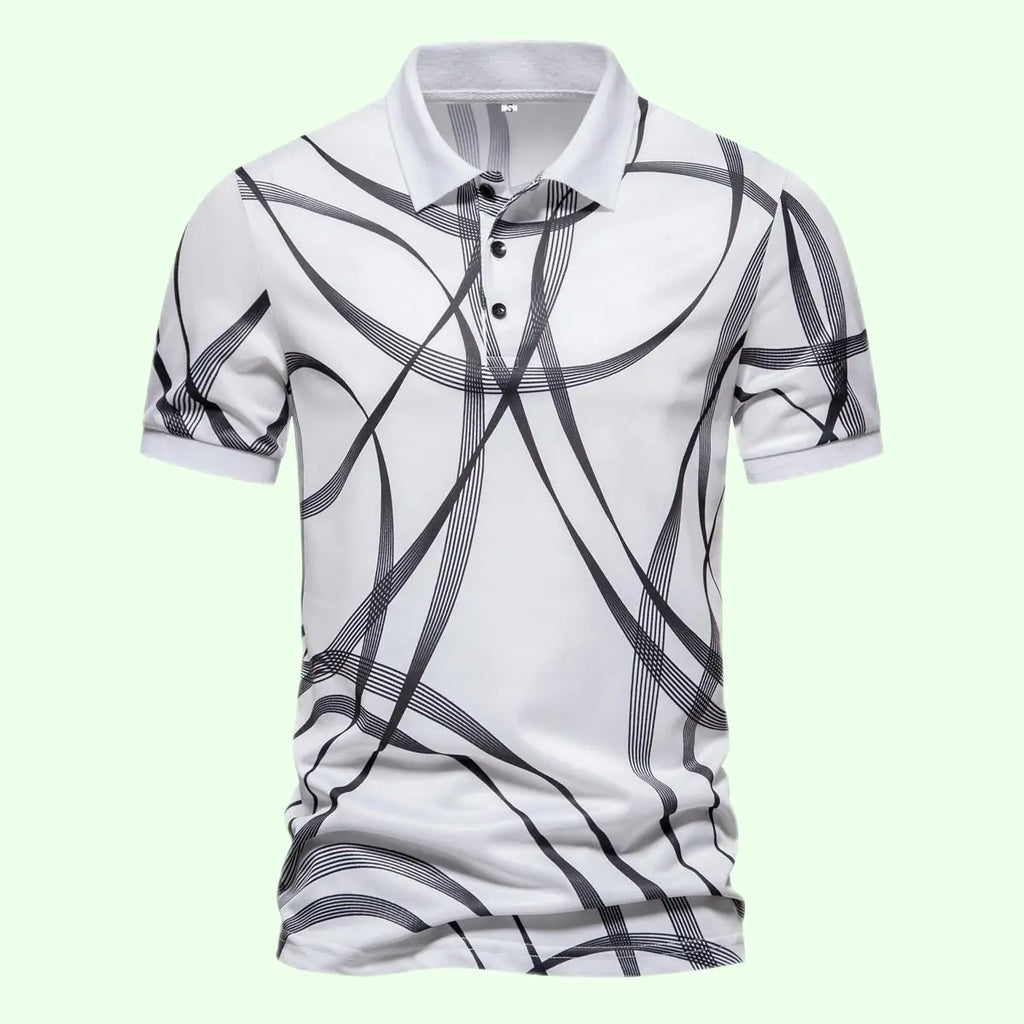 Price: $62CAD. Men's Striped Short Sleeve Polo Shirt - Casual Comfort