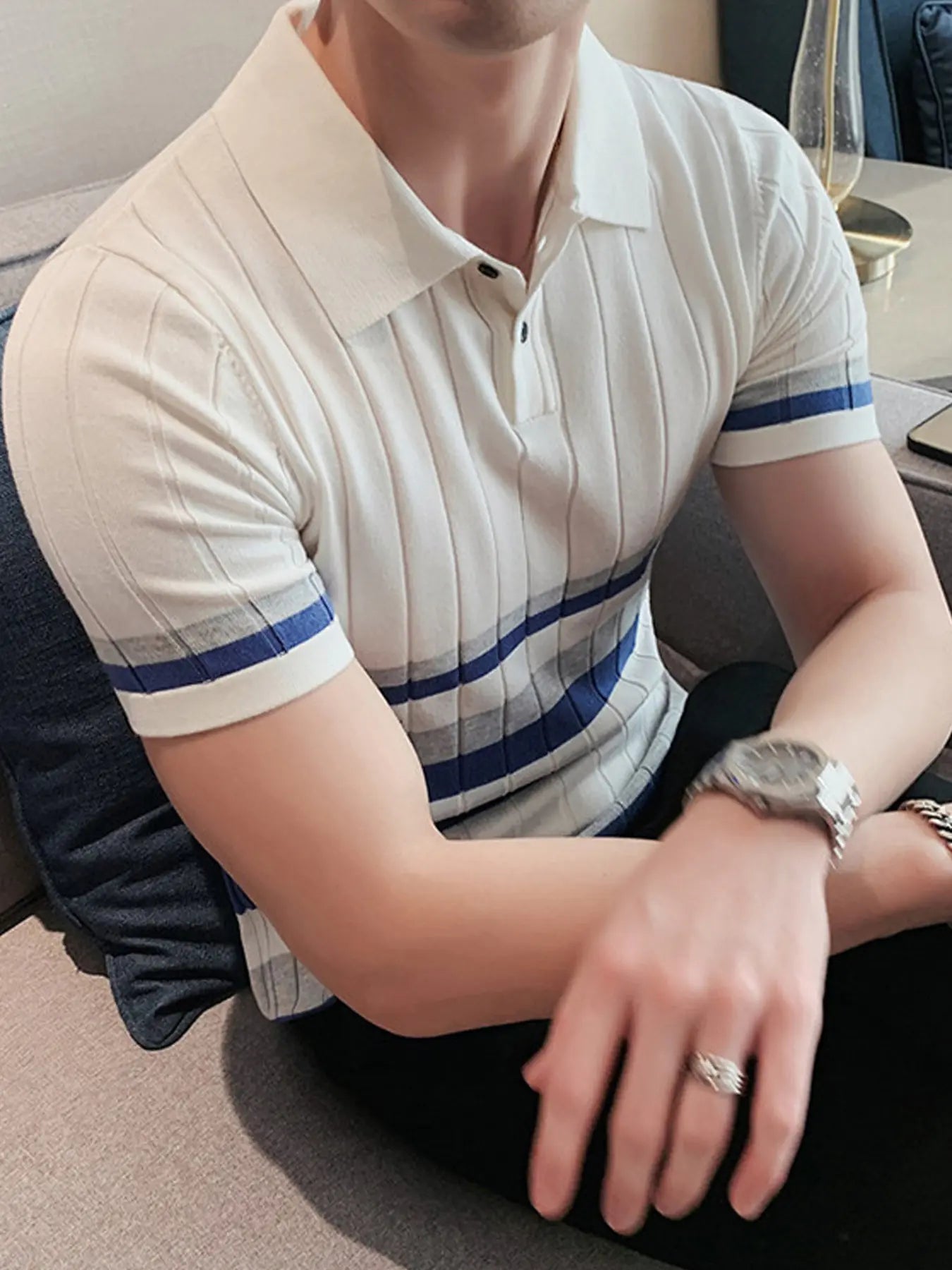 Price: $68.5CAD. 2023 Men's Short Sleeve Business Polo Shirt - Cool Striped