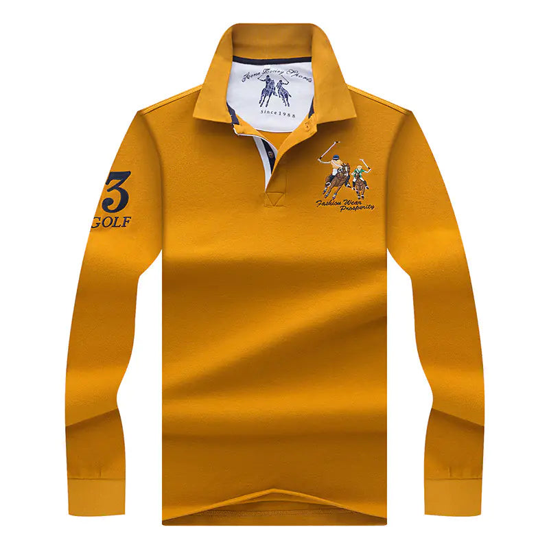 Price range: $89CAD-$103CAD. Men's Long Sleeve Cotton Polo Shirt for Business Casual