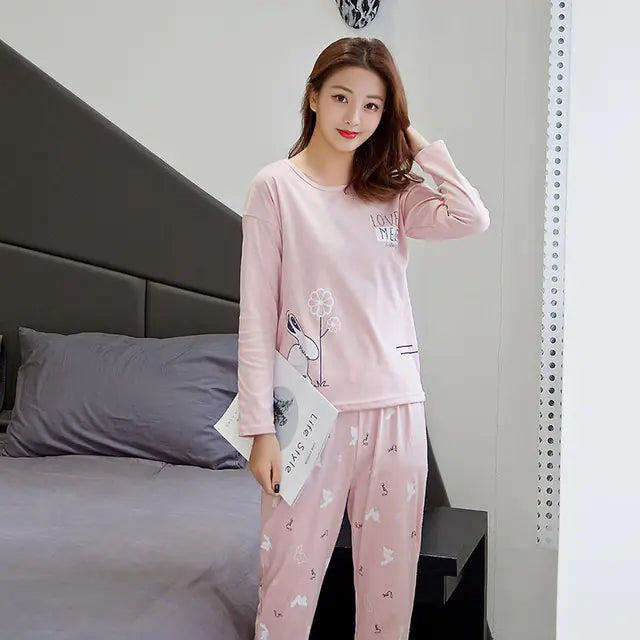 Price: $52CAD. Women's Long-Sleeved Pajama Set in Cute Design