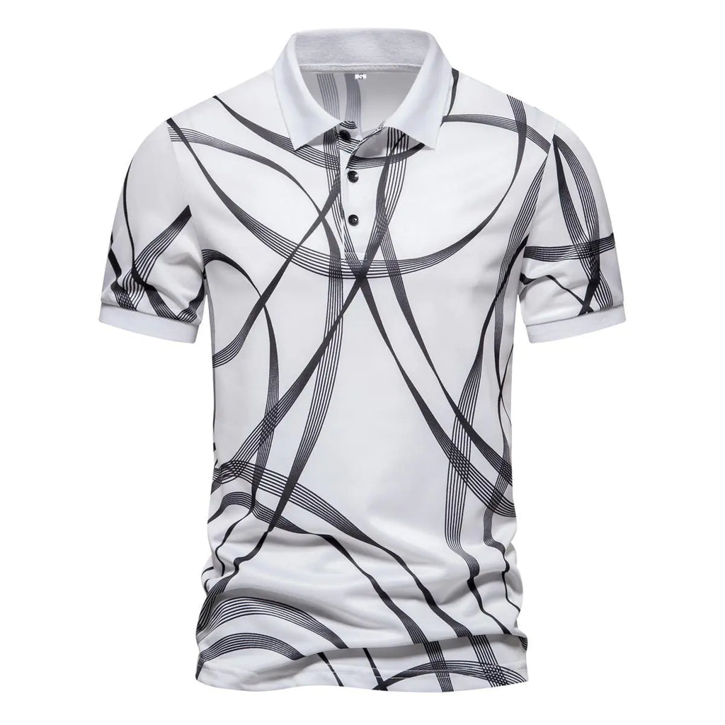 Price: $62CAD. Men's Striped Short Sleeve Polo Shirt - Casual Comfort