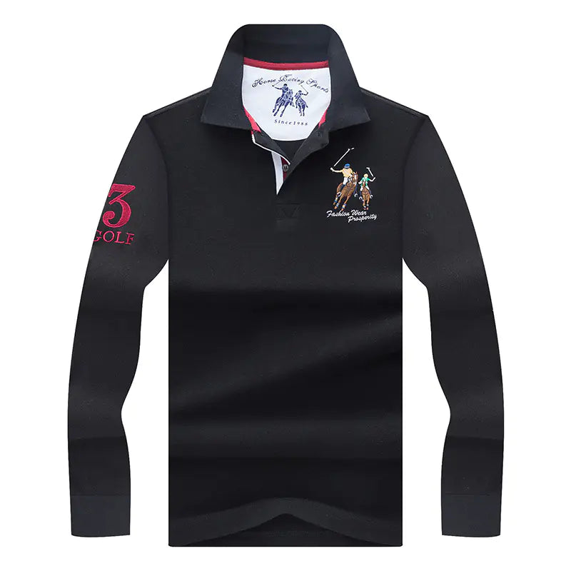 Price range: $89CAD-$103CAD. Men's Long Sleeve Cotton Polo Shirt for Business Casual